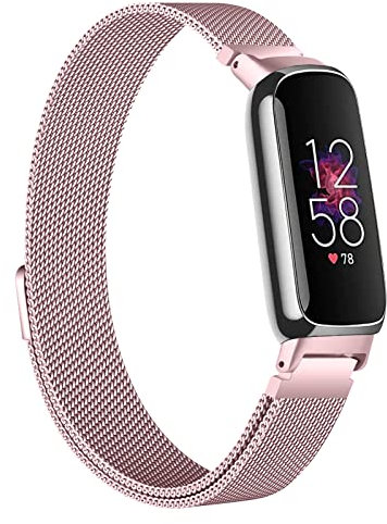 Gimuk Strap Compatible with Fitbit Inspire 3 - Adjustable Stainless Steel Loop Metal Mesh Magnetic Replacement Wristband for Fitbit Inspire 3 Fitness Tracker for Women & Men, Small & Large