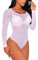 MAYFASEY Women Long Sleeves Stretch Mesh See Through Jumpsuit Bodysuit Leotard Club Party Bodycon Tops, White, L