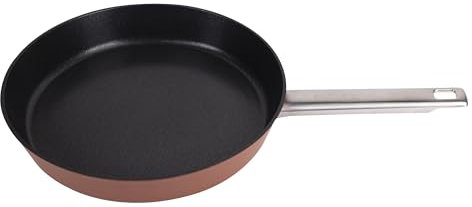 San Ignacio Agros - 28 cm Pfanne - Hergestellt in geschmiedetem Aluminium -Innenraum Whitford Quantanium -Schwarze Beschichtung -Außenseiter in Terrakotta -Farbe -Induktion - Long Mango Lissabon Chapa