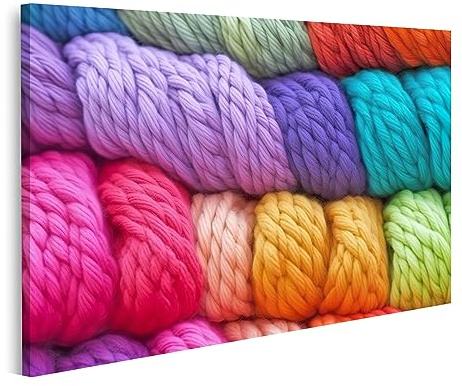 islandburner Bild auf Leinwand Bunte Garne von Oben Bilder Wandbilder Poster JENO-1K
