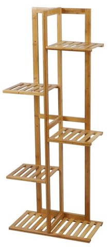 Urban Living Porte Plantes En Bambou 5 Niveaux - Marron - L 40 X P 21 X H 80 Cm