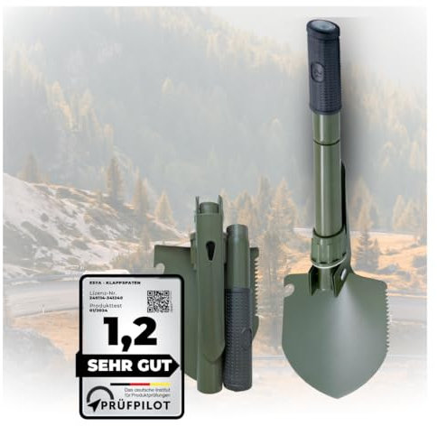 Camping Pala Plegable de Acero al Carbono 12 Funciones | Pala, Pico, brújula | Pala de Camping, Camping, jardín, Senderismo, Supervivencia, ejército, Militar, ejército,