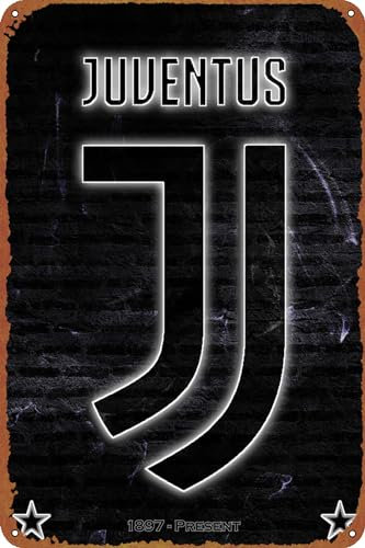 GTZAOB Juventus Blackout Badge Metall Blechschild 20,3 x 30,5 cm Club Badges Vintage Poster Man Cave Deko