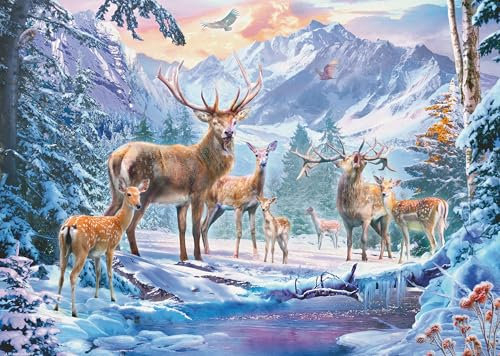 Ravensburger Puzzle 12000888 - Rehe und Hirsche im Winter - 1000 Teile Puzzle für Erwachsene und Kinder ab 14 Jahren