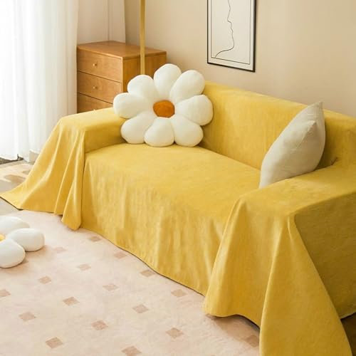 Ayoiow Sofa Überzug Wasserfest Sofa Überzug Gelb Sofahusse 1Sitzer Chenille Einfarbig