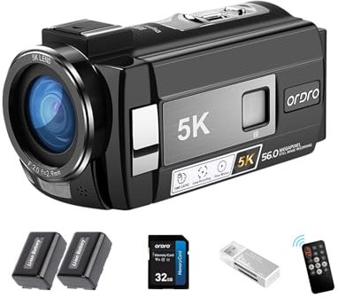 ORDRO AE20 5K Videocamera Visione Notturna per YouTube e Viaggi - Digitale con Grandangolo 95°, Modalità WDR, Stabilizzatore EIS