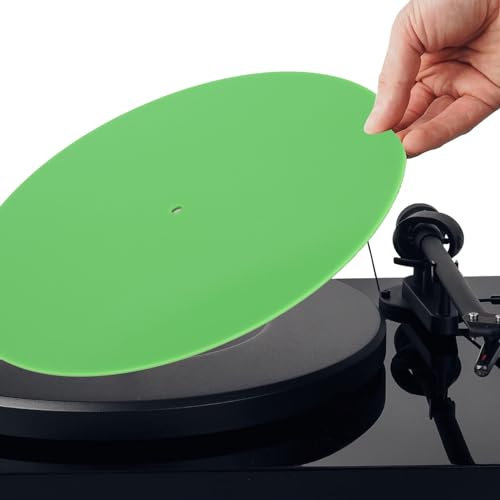 Turntable Mat, Platter Slipmat for 12 Inch Vintage Record Player, Replacement Acrylic Record Slip Mat for 33 1/3rpm 45rpm Records, Reduces Noise Sounds From Static Dust (Green)