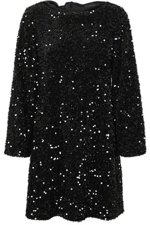 VERO MODA Damen VMETTA LS Boatneck Short Dress JRS PRM Minikleid, Black, X-Small