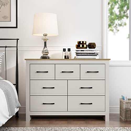 Galano Gemstone 7 Kommode – Moderner Schrank-Organizer für Schlafzimmer – Einfache Montage – Hellgrau