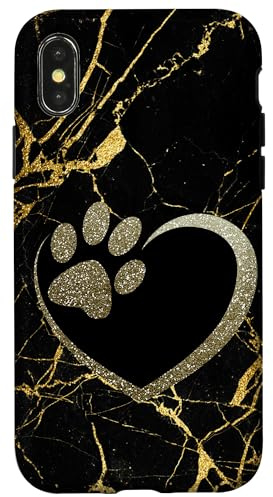 Herz mit Pfote eines Hundevaters oder einer Katzenmutter für Tierliebhaber Hülle für iPhone X/XS