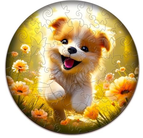 SECOGM Holzpuzzle Kinder, Niedlich Welpe Puzzle für Kinder ab 3 Jahren, Unregelmäßiges Großteile-Puzzle 50 Teilen, Vorschul-Lernpädagogisches Puzzle - 50pcs,29×29 cm