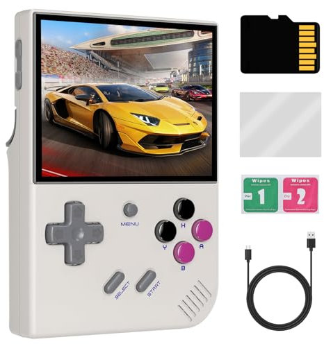 RG35XX Plus Retro Handheld Spielkonsole, 3,5-Zoll-IPS-Bildschirm Retro-Videospielkonsole mit 64TF-Karte & 5515 + klassischen Spielen, Support HDMI TV Output 5G WiFi Bluetooth 4.2(Grau)