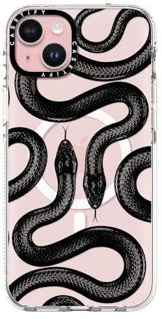 CASETiFY Clear Case for iPhone 15 Plus [Not Yellowing / 6.6ft Drop Protection/Compatible with Magsafe] - Black Kingsnake - Clear