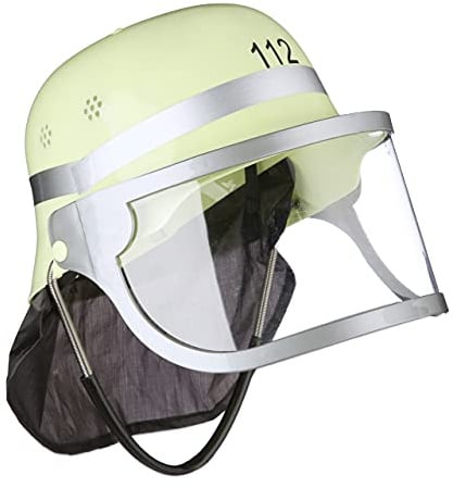 Relaxdays Feuerwehrhelm Kinder 12er Set, verstellbar, gelb | Nackentuch, Feuerwehr, HxBxT: 24,5 x 22,5 x 28 cm