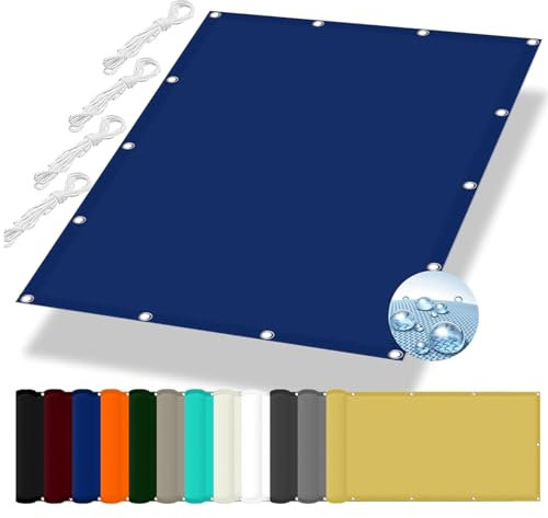 Toldo Parasol Lona Protector Solar 0.5 x 2.5 m Impermeable a Prueba de Viento Protección UV Tela de Sombra Malla Sombreadora con Ojales y Cuerdas de Sujeción para Patio, Pérgola, Azul Oscuro