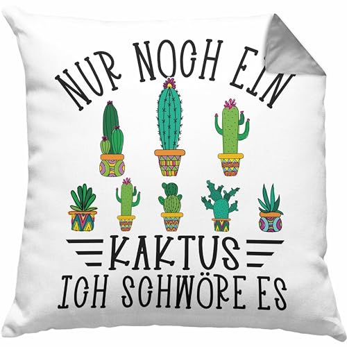 Trendation Kaktus Kissen mit Füllung 40x40 Geschen Noch Noch Einen Kaktus Ich Schwöre Es Kaktus Liebhaber (Grau)