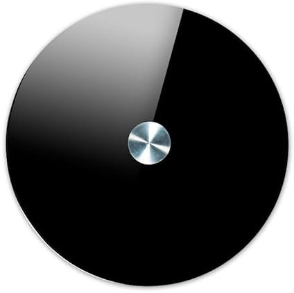Esstisch aus gehärtetem Glas, schwarz lackiertes Zuhause, Arbeitsplatte, runder Tisch, Esstisch, Drehteller aus Glas (Farbe: Nero, Größe: 90 cm)