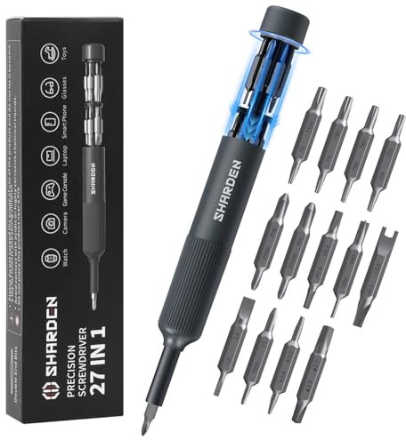 Sharden 27-In-1 Precision Screwdriver Set Multi Bit Small Screwdriver Magnetic Mini Screwdriver Set Pen Style Manual Repair Tool Kit For Eyeglass, Watch, Computer, Jewelers, Laptop, Electronics, Phone