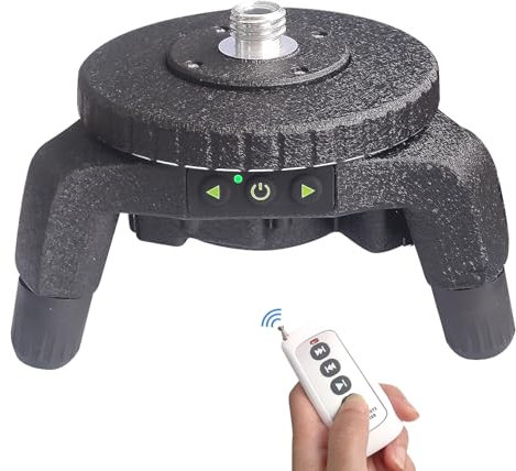 TODOT Support Rotatif Motorisé à 360° pour Niveau Laser, Connecteur de Trépied, avec Adaptateur 1/4 et 5/8, Base Pivotante à Rotation Précise à Réglage par Télécommande