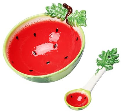 PRETYZOOM 2 Piezas Cuenco de sandía de cerámica tazón de postre cuenco con forma de fruta plato de pasta tazón de piña cubiertos infantiles trifle bowl cuenco con diseño de sandía ensaladera
