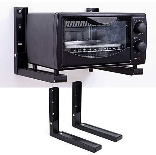 OPPWONG Microwave Shelf, Universal Stainless Steel Microwave Mount Bracket Microwave Wall Shelf Microwave Rack Foldable Stretch Wall Mounted for All Microwaves
