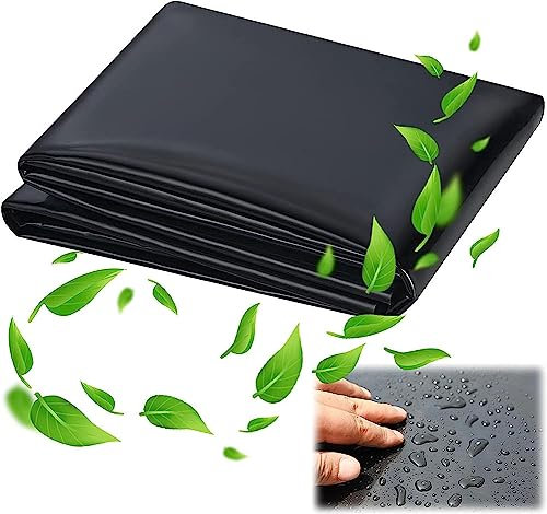 Fodera per laghetto resistente per fioriera, impermeabile, membrana nera per stagni di pesci koi, fontana, laghetti di loto e cascate, 8 x 8 m
