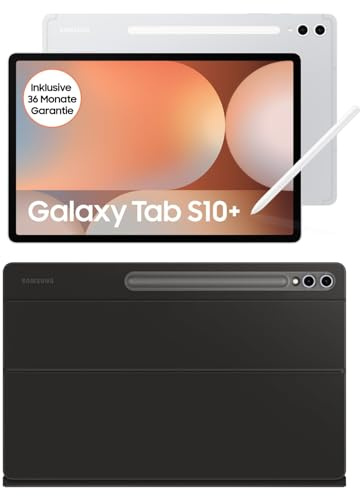 Samsung Galaxy Tab S10+ AI Tablet, Android Tablet, 12 GB RAM, 512 GB Speicher, AMOLED-Display, Antireflexionsbeschichtung, Inkl. S Pen, WiFi, Platinum Silver+Keyboard Cover, Black