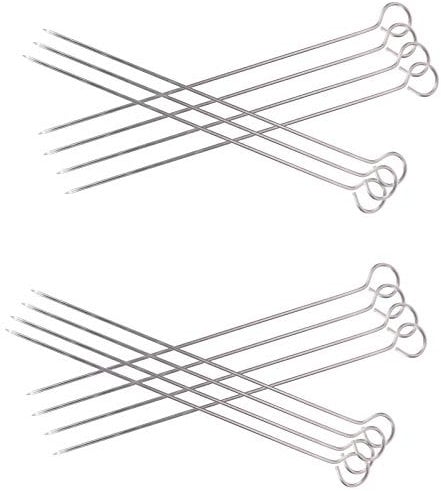 Happyyami 30 Pièces Signe D'acier Inoxydable Barbecue Aiguille à Brider La Viande Gril Accessoires De Camping Cuisine Accessoires De Plaque Chauffante Brochette Poêle Guimauve Bière Silver
