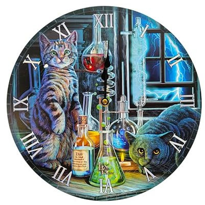 Puckator Lisa Parker Jekyll and Hyde Cats Horloge murale – Horloge murale – Hommes mignon cool Preppy Home Gaming Room Chambre Bureau Décoration – Accessoires esthétiques Stuff Men Things
