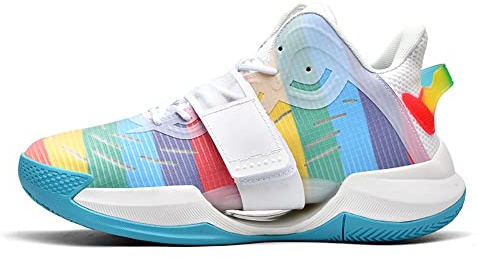 BINQER Bunte atmungsaktive Herren-Basketballschuhe Hochleistungs-Sportschuhe(Cyan,40 EU)