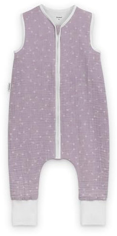 Ehrenkind® Baby Sommerschlafsack mit Füßen Musselin | aus weicher OEKO-TEX zertifizierter Bio-Baumwolle | Sommer Baby Schlafsack 1 TOG Gr. 70 Farbe Flieder Gemustert