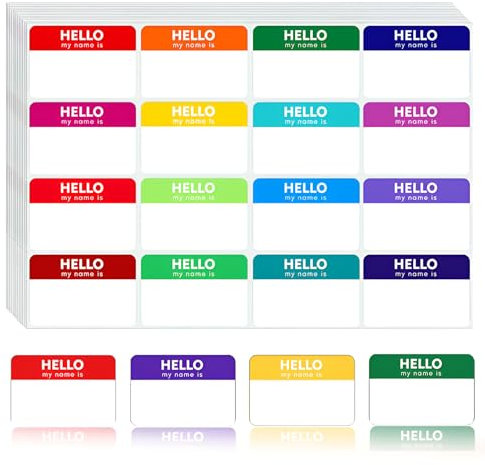AONAYO 160 BläTter Hello My Name Is Sticker, 3 x 2 Zoll, Mehrfarbig, Kupferfolie, Indoor/Outdoor, Schrift, Verschiedene Oberflächen und Anlässe