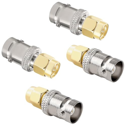 KUOQIY 4 Stücke BNC Buchse zu SMA Stecker Koax-Adapter, BNC zu SMA Anschluss, für WLAN Antennenverlängerungskabel