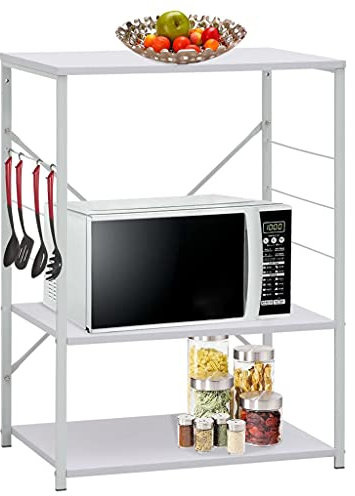 LLEZKBR Meuble micro-ondes en bois blanc 60 x 39,6 x 79,5 cm