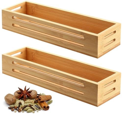 2 Pezzi Porta Spezie per Cucina, Porta Spezie daAppendere in Legno, Portaspezie da Parete Salvaspazio, Mensole Cucina per Organizzatori e Ripiani Portaoggetti Armadietti (31,8 x 8,4 x 5,1 cm)