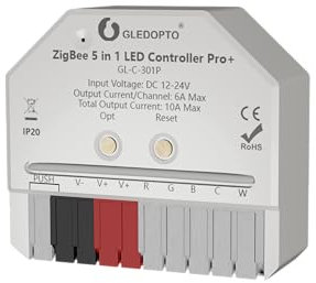 GLEDOPTO Pro Serie ZigBee 230V Unterputz UP Controller Dimm-Aktor für LED Halogen Lampen, Trafo & Leuchten mit Taster-Anschluss (5in1)