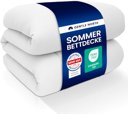 Gentle North Sommerdecke 220x200 als Schlafdecke - Leichte Bettdecke für Allergiker geeignet - Weiche Steppdecke für den Sommer - Waschbar bei 95°