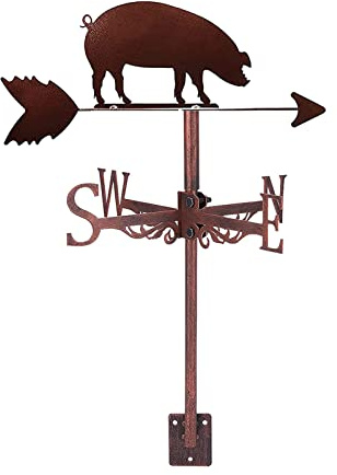 Girouette en métal avec Motif de Cochon, indicateur de Direction pour Toit extérieur, Ferme, Jardin, Gazebo, décoration Facile à Utiliser (Cochon Floral, Bronze) (Cochon Bronze)