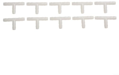 PE T Connector for Aquarium Air Pump Hose Fittings 4mm 5mm 6mm 8mm Tubing Adapters Compatible with Silicone Tubing for Fish Tank W(6MM)