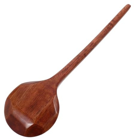 LIGIGWASH Japanese Style Wooden Soup Spoon Small Ergonomic Long Handle Korean Spoon for Ramen Porridge Dumplings Cooking and Dining Table Use Safe Heat Resistant Kitchen Utensil