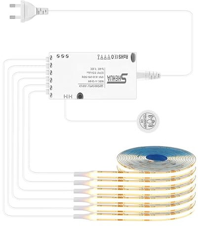 PORFOYO Lámpara LEDZ Para Debajo,6 Rodillos 1M COB Tiras Led,Kit De Barra De Luz LED,Barras LED En Forma Para Iluminación,Muebles,Paneles Acústicos, Cocinas,Vitrinas,Estanterías,3000K