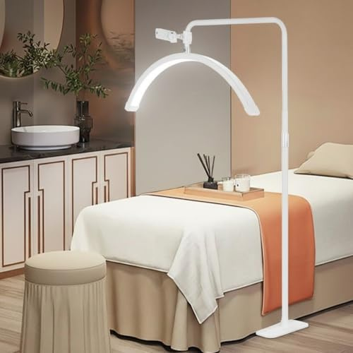 Half Moon LED Lash Light with Phone Holder& 360° Rotating Head – Adjustable Brightness & Height Ring Light for Eyelash Tech, Lash Extensions, Beauty & Skincare Treatments