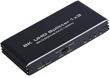 YVAAASIYC 8K@60Hz-kompatibler Splitter 1 Eingang 3 Ausgänge 1x3 V2. 4K@120Hz 1080P@240Hz VRR HDCP2. HDR10 48Gbps