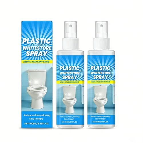 Heavy Duty Yellow Stain Remover, Plastic Yellowing Agent Remover Spray, Restores Whiteness to Air Conditioners, Toilet Seats and Household Appliances, All Purpose Cleaner,100ml (2pc)