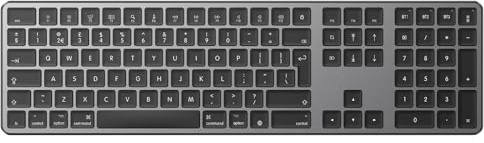 OMOTON Wireless Bluetooth Keyboard for Mac Air/Pro/iMac, QWERTY UK, Grey | Rechargeable, Full-Size, 3 Bluetooth Channels for MacBook Air/Pro/Mac Mini/iMac/iMac Pro, Silent, Ultra-slim, Ergonomic