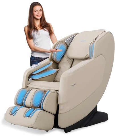ByteTecpeak Schwerelosigkeits-Massagesessel für Ganzkörpermassage, elektrischer Massagesessel mit Wärmefunktion (Beige)