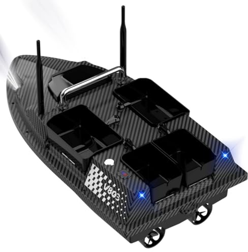 Kidaromo V803 PRO GPS RC Bateau d'appât avec sonar intégré Bateau d'appât de pêche haute vitesse, portée de 500 m, retour automatique, 4 trémies et points de chemin, bateaux de pêche à la carpe à
