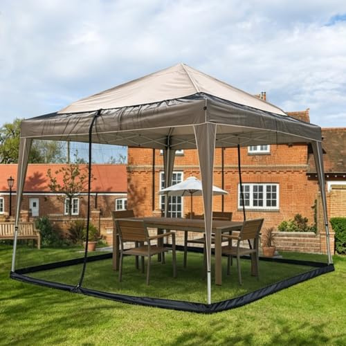 Zanzariera per gazebo, 3 x 3 m, regolabile, con 2 cerniere e base riempibile con acqua, per giardino, terrazza, campeggio, spiaggia