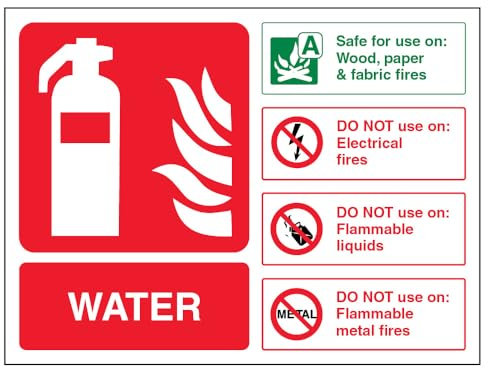 V Safety Water Id Fire Extinguisher Sign - 200mm x 150mm - Self Adhesive Vinyl