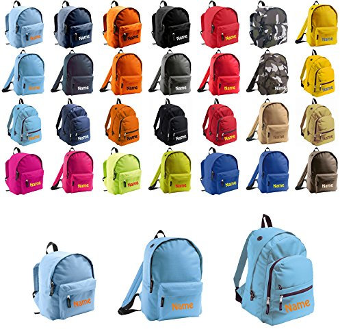 Schnoschi Großer Kinderrucksack hellblau mit Namen Bestickt